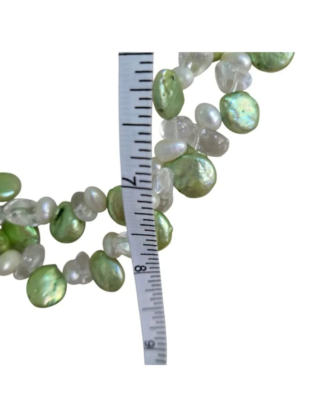 Vintage Green Coin Pearl Fresh Water Pearl Double Strand Necklace Earring Set